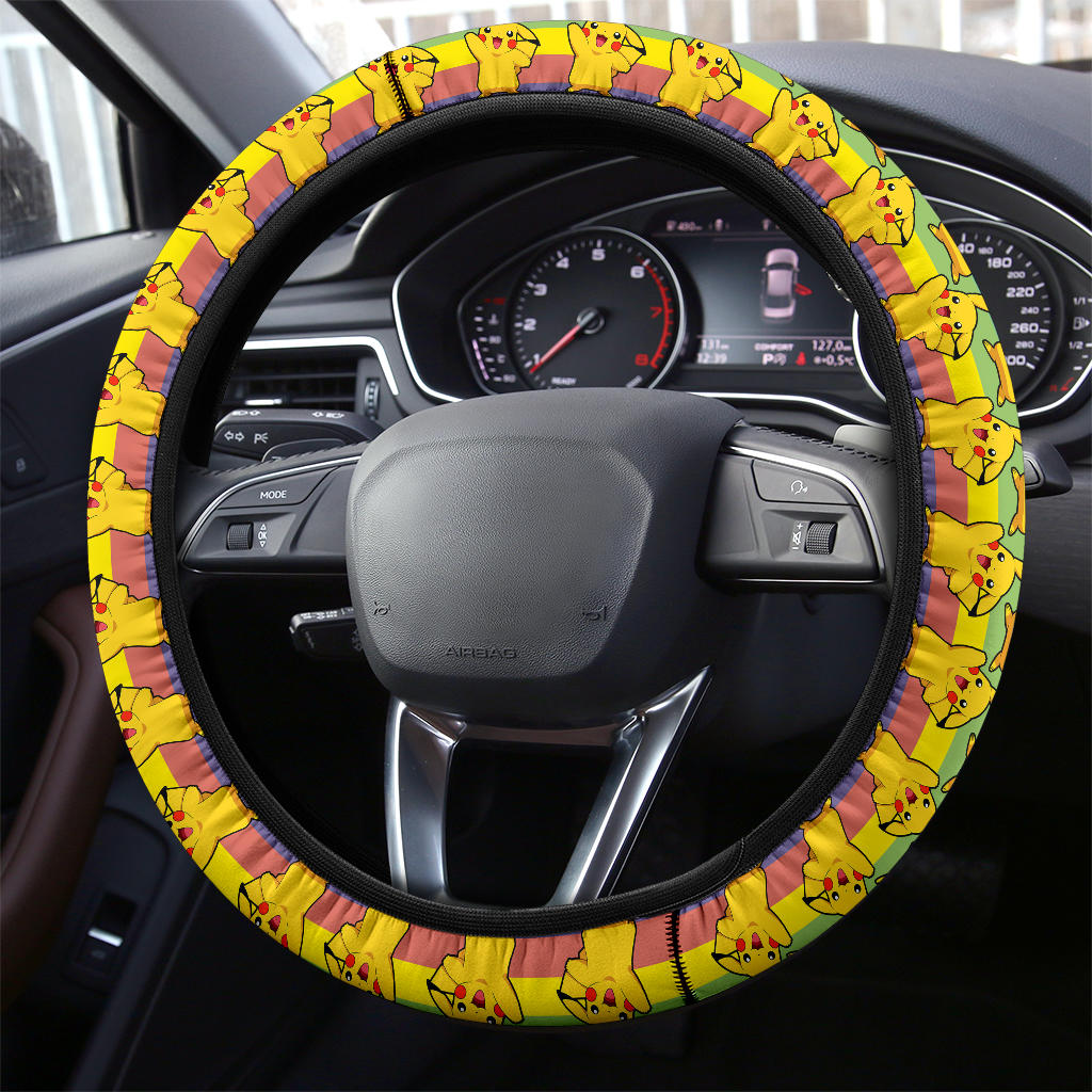 Pikachu Pokemon Anime Custom Car Steering Wheel Cover Shirt