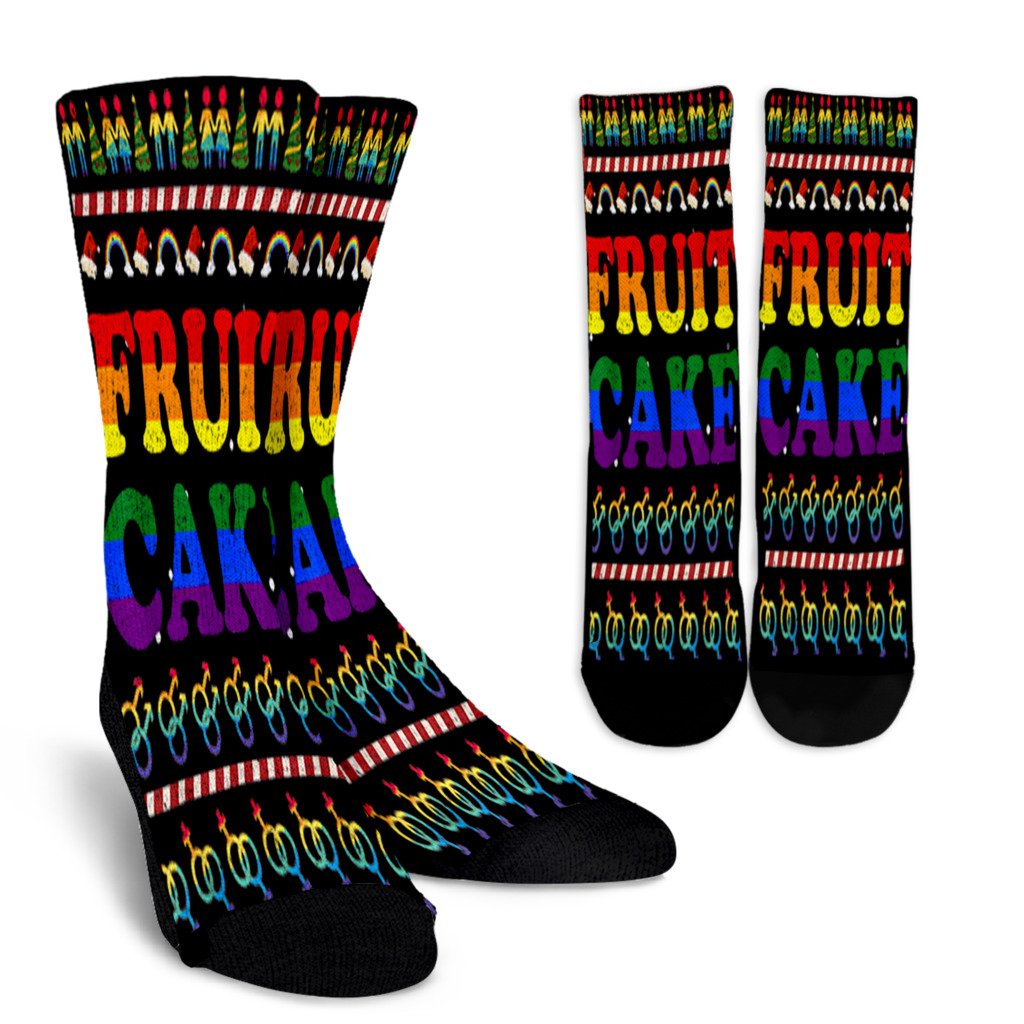 Christmas Lgbt Gift Fruitcake Gay Pride Ugly Xmas Noel Socks Perfect Christmas Gift