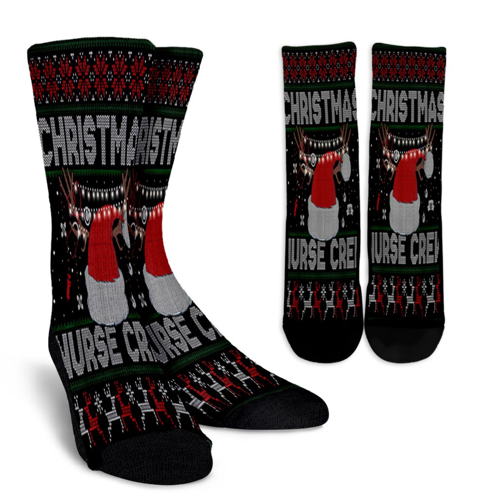 Christmas Nurse Crew Santa Hat Reindeer Merry Christmas Ugly Noel Socks Perfect Christmas Gift