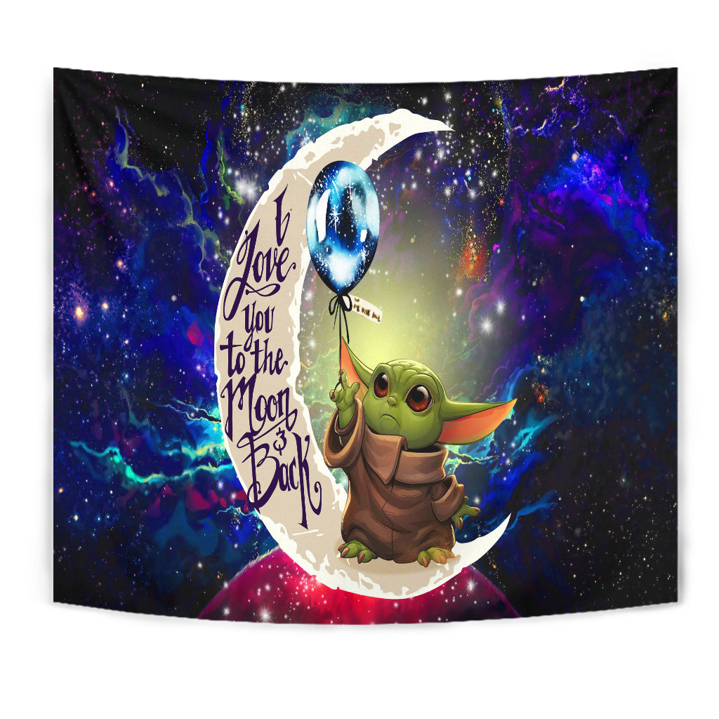 Baby Yoda Love You To The Moon Galaxy Tapestry