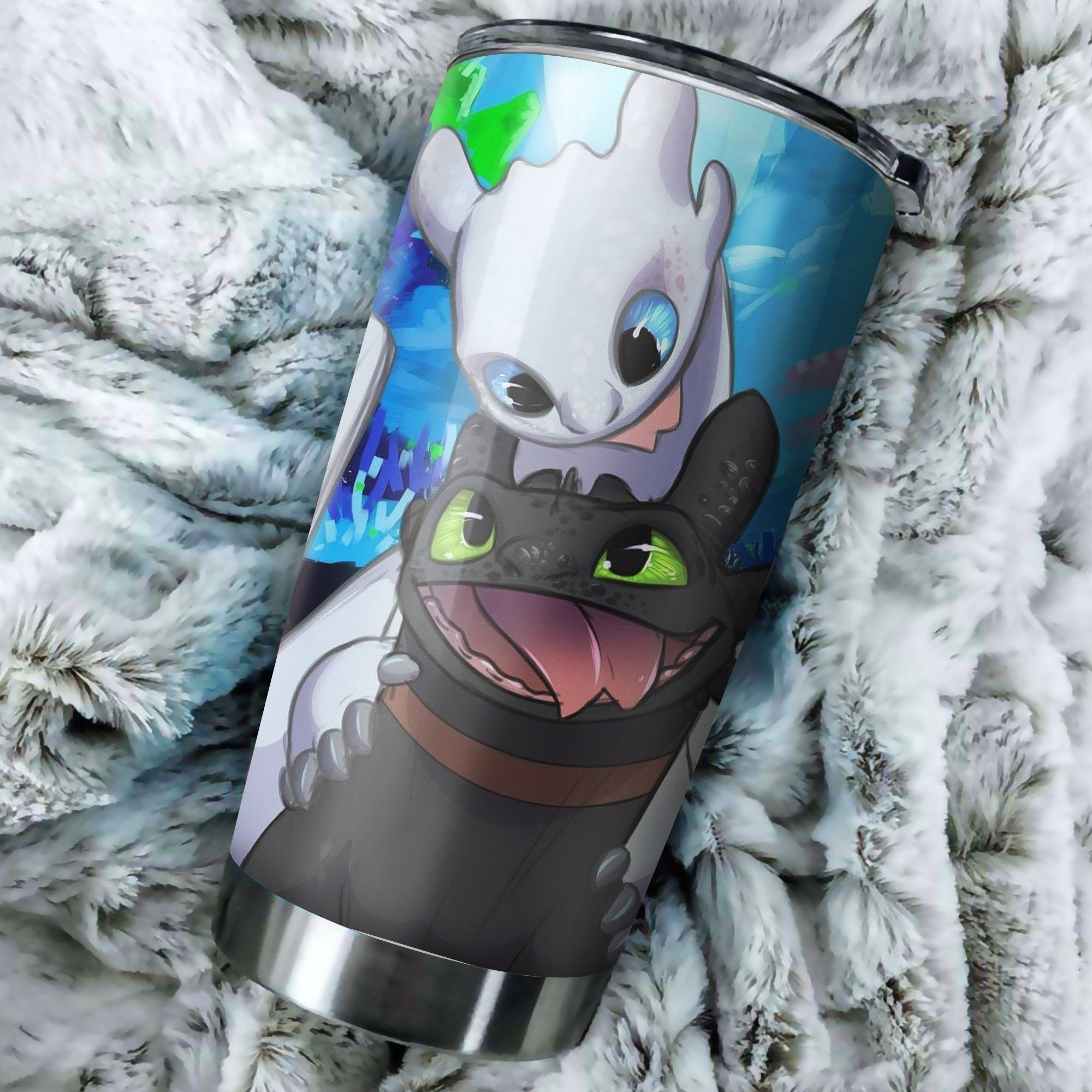 Toothless And Light Fury How To Train Your Dragon Funny Tumbler Perfect Birthday Best Gift Stainless Traveling Mugs 2021
