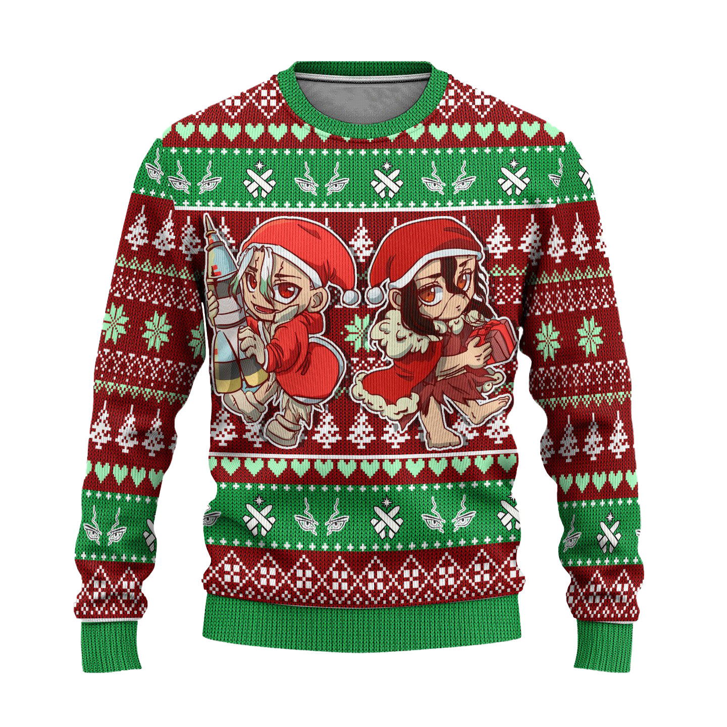 Senku x Tsukasa Anime Ugly Christmas Sweater Custom Dr Stone Xmas Gift