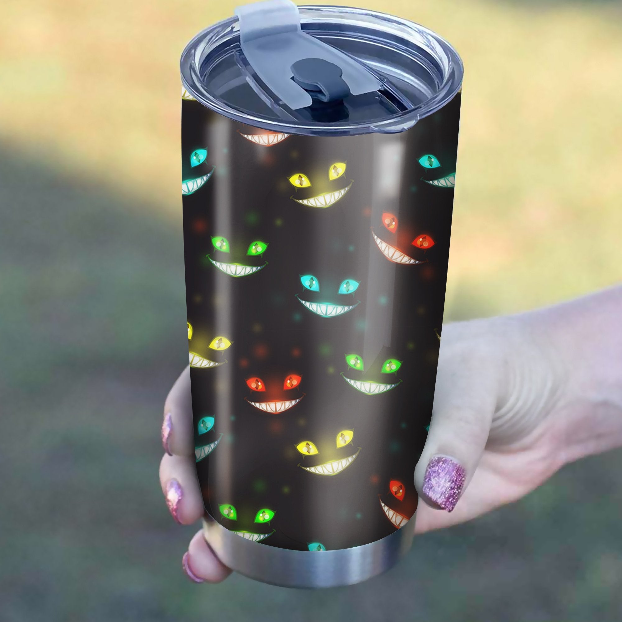 Cat Creepy Face Pattern Tumbler Best Perfect Gift Idea Stainless Traveling Mugs 2021