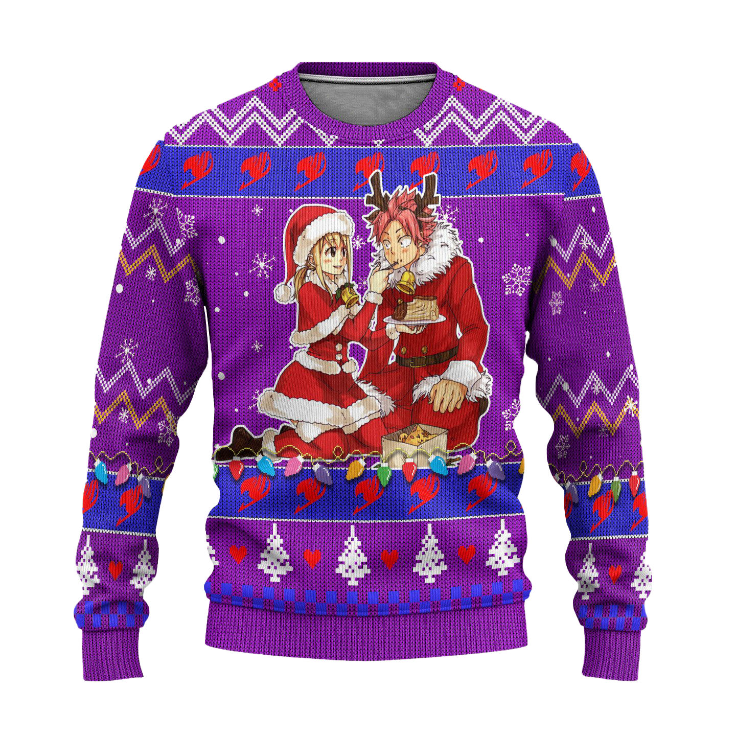 Natsu x Lucy Anime Ugly Christmas Sweater Custom Fairy Tail Xmas Gift