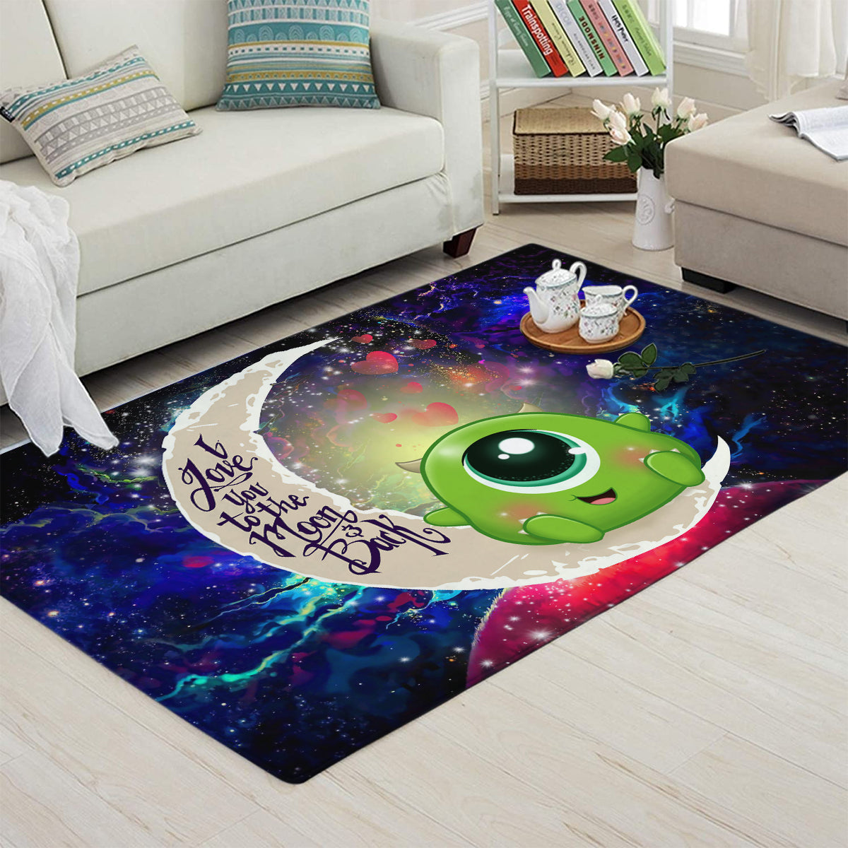Cute Mike Monster Inc Love You To The Moon Galaxy Carpet Rug Home Room Decor