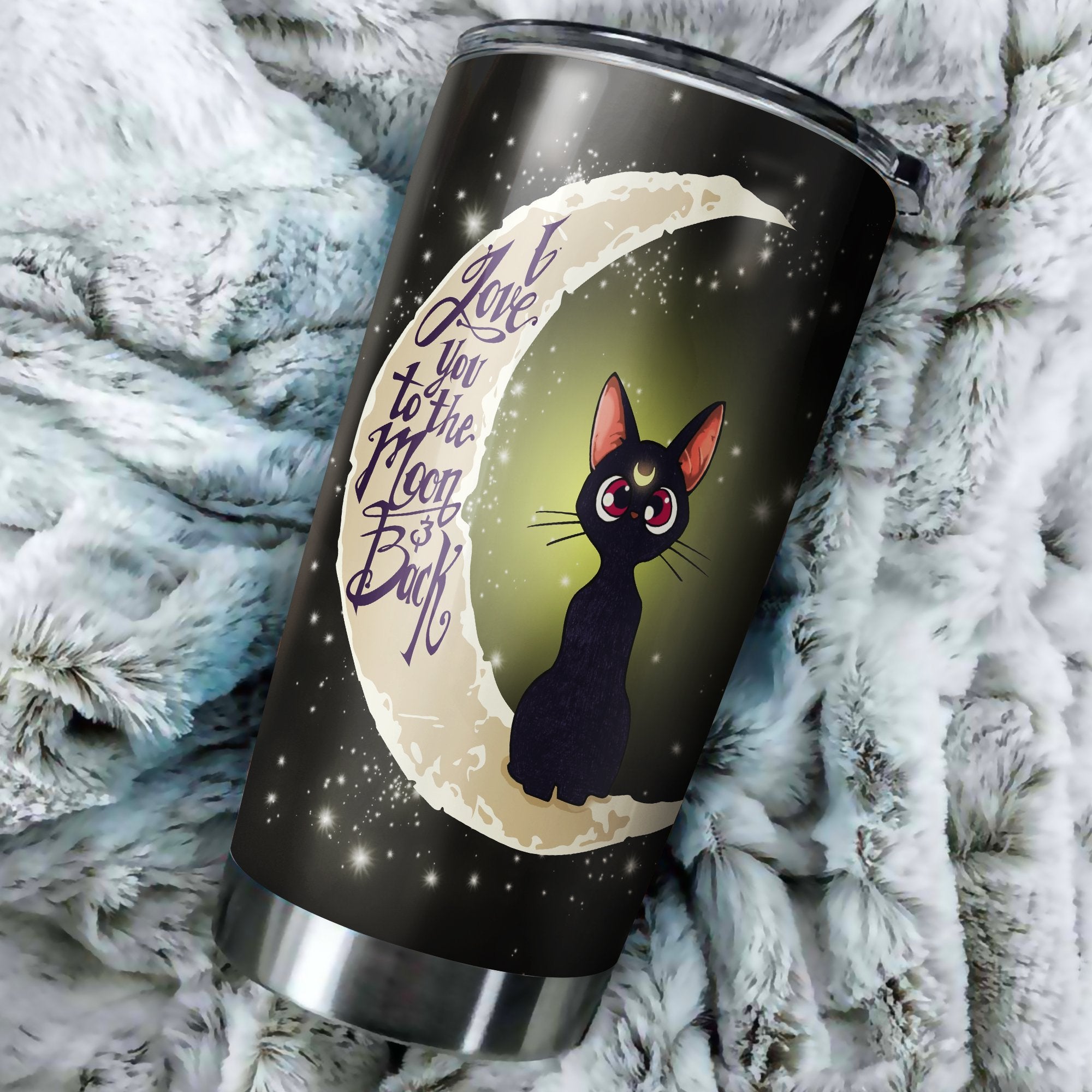 Cute Cat Love Moon And Back Tumbler Perfect Birthday Best Gift Stainless Traveling Mugs 2021