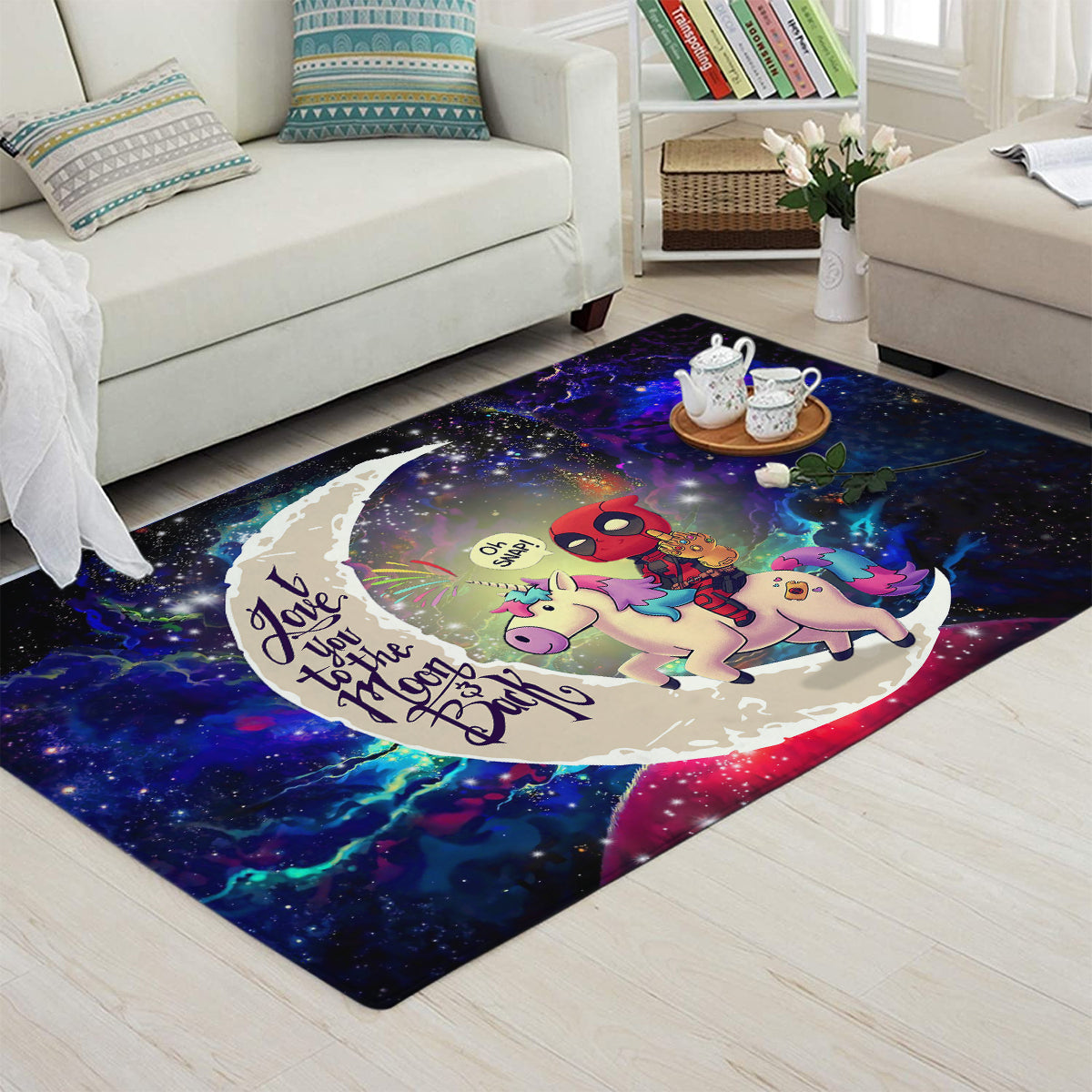 Deadpool Unicorn Love You To The Moon Galaxy Carpet Rug Home Room Decor