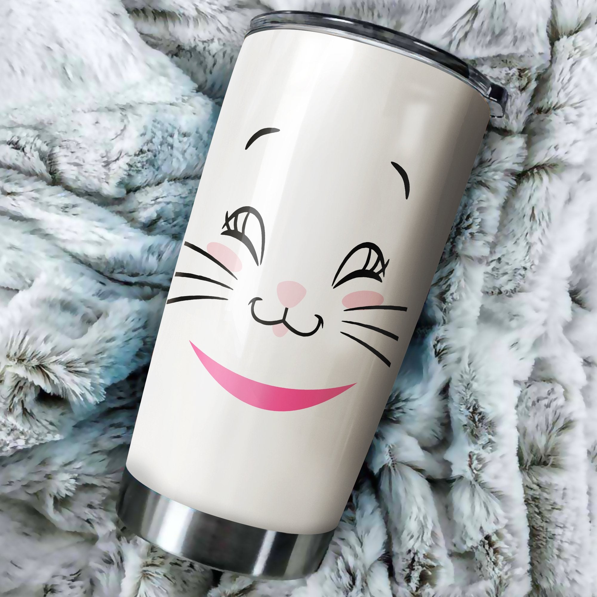 Cute Cat Face Tumbler Best Perfect Gift Idea Stainless Traveling Mugs 2021