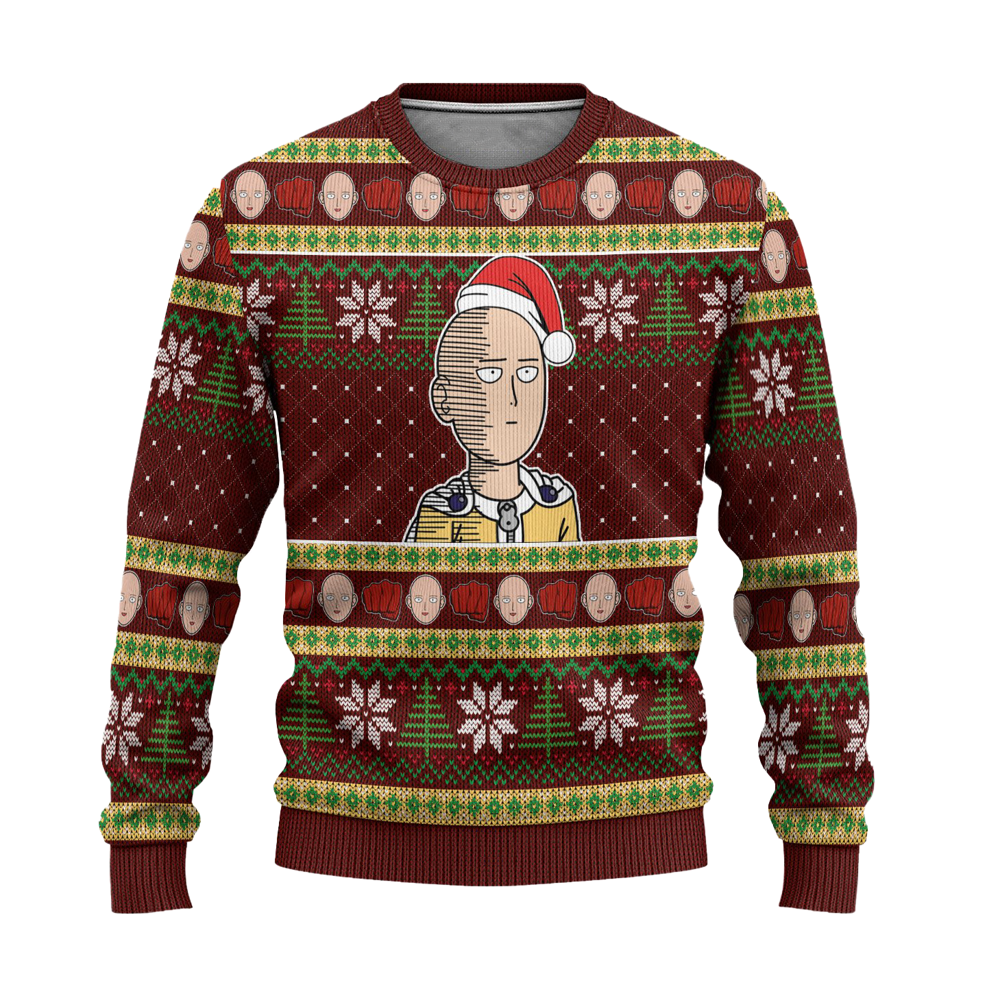 Saitama Anime Ugly Christmas Sweater Custom One Punch Man Xmas Gift