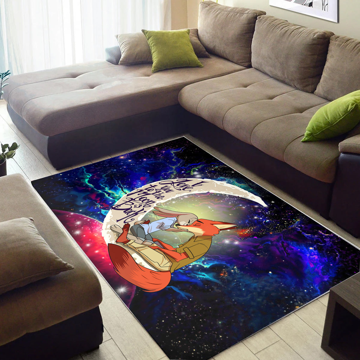 Fox Couple Zootopia Love You To The Moon Galaxy Carpet Rug Home Room Decor
