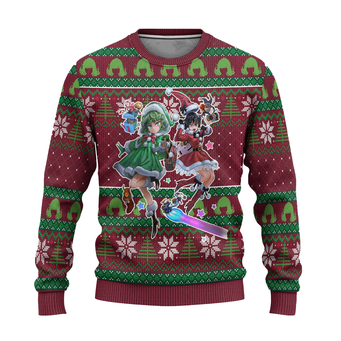 Tatsumaki x Fubuki Anime Ugly Christmas Sweater Custom One Punch Man Xmas Gift
