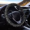 Black And White Music Note Pattern Print Car Steering Wheel Cover