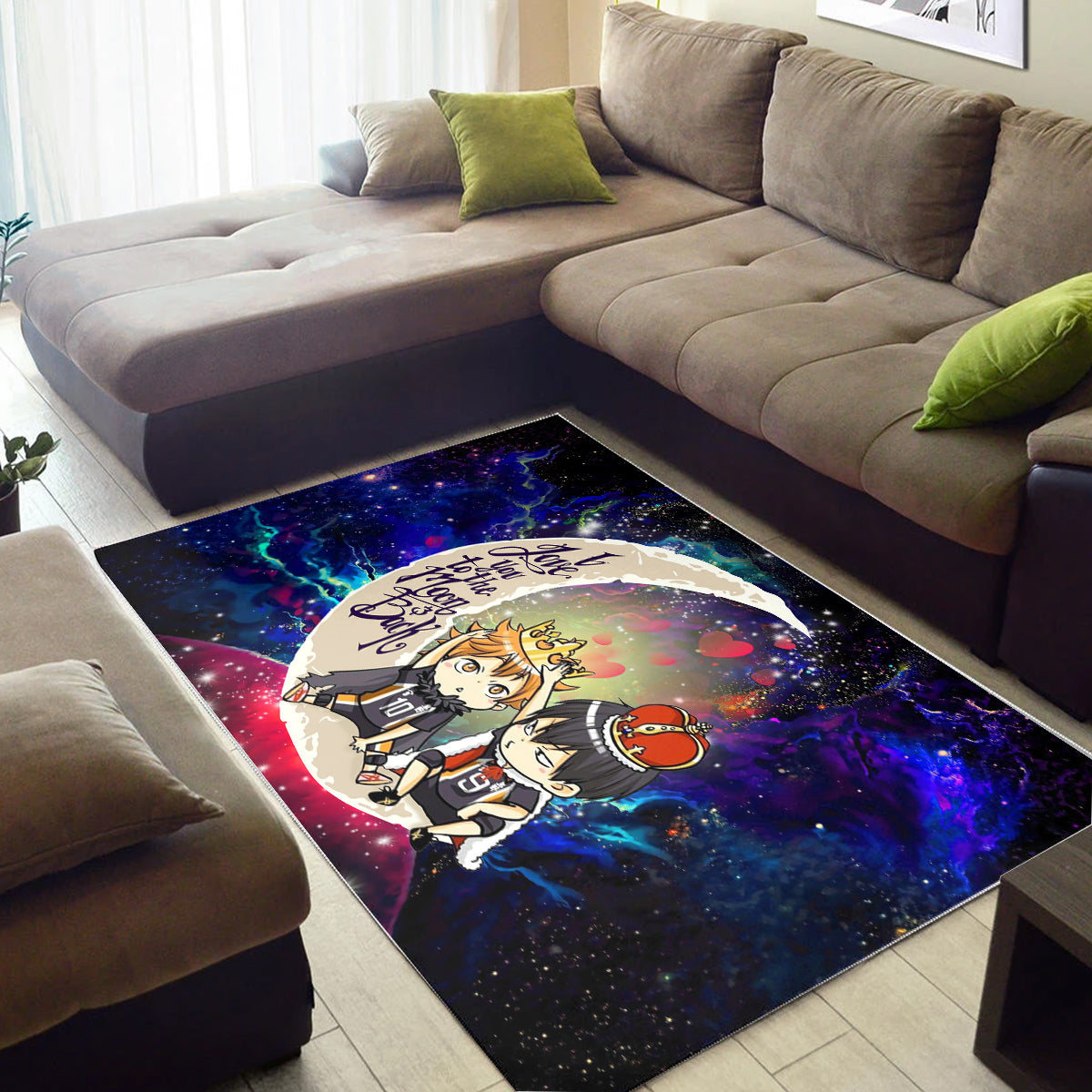 Hinata And Tobio Haikyuu Love You To The Moon Galaxy Carpet Rug Home Room Decor