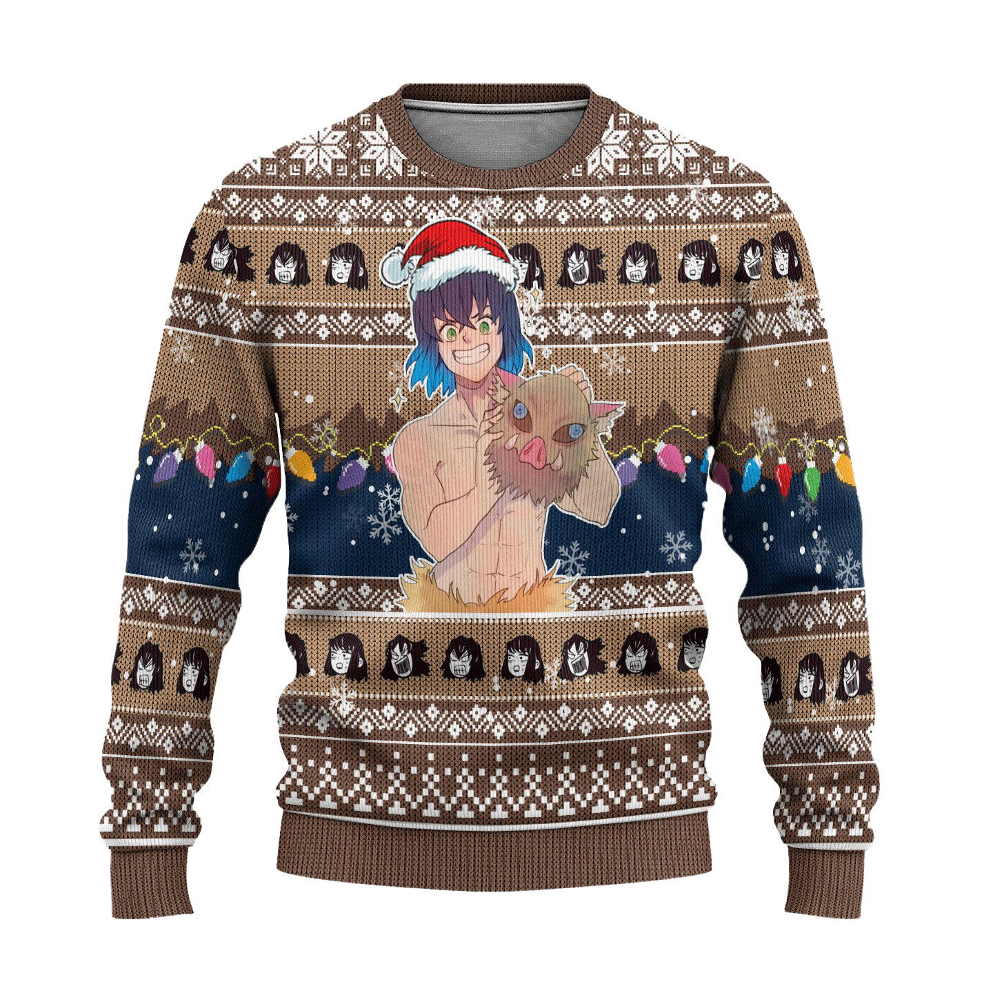 Demon Slayer Inosuke Hashibira Anime Ugly Christmas Sweater Xmas Gift