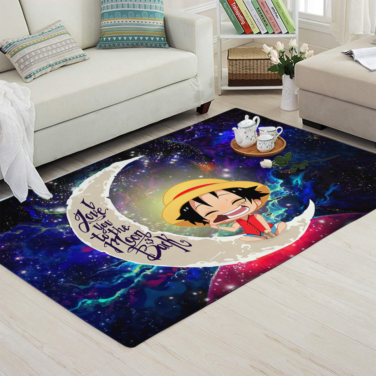 Luffy One Piece Love You To The Moon Galaxy Carpet Rug Home Room Decor