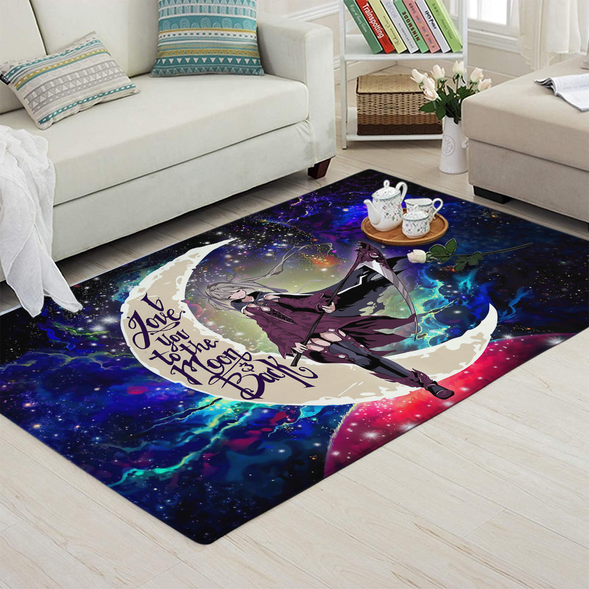 Anime Girl Soul Eate Love You To The Moon Galaxy Carpet Rug Home Room Decor