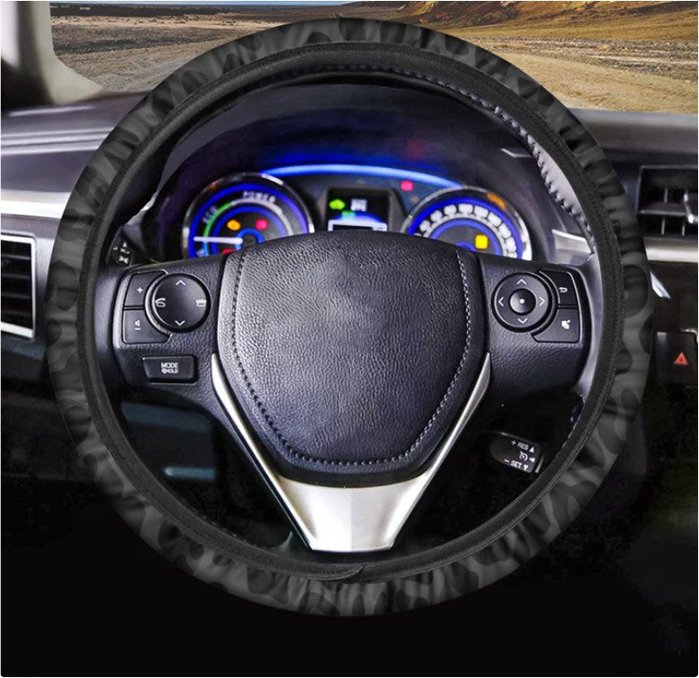 Black Leopard Print Car Steering Wheel Cover