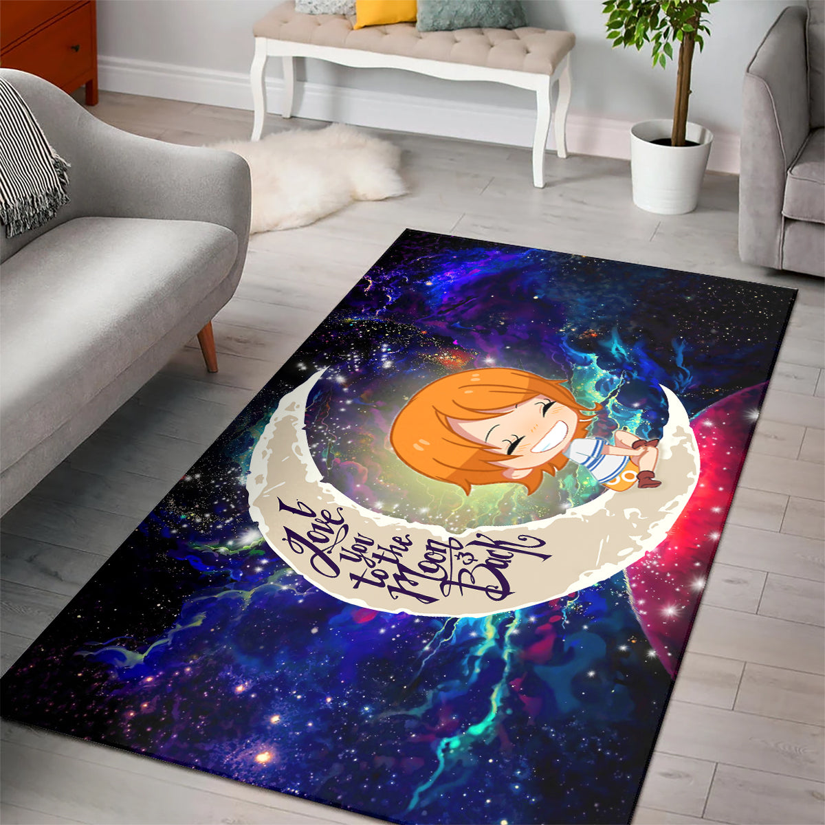 Nami One Piece Love You To The Moon Galaxy Carpet Rug Home Room Decor