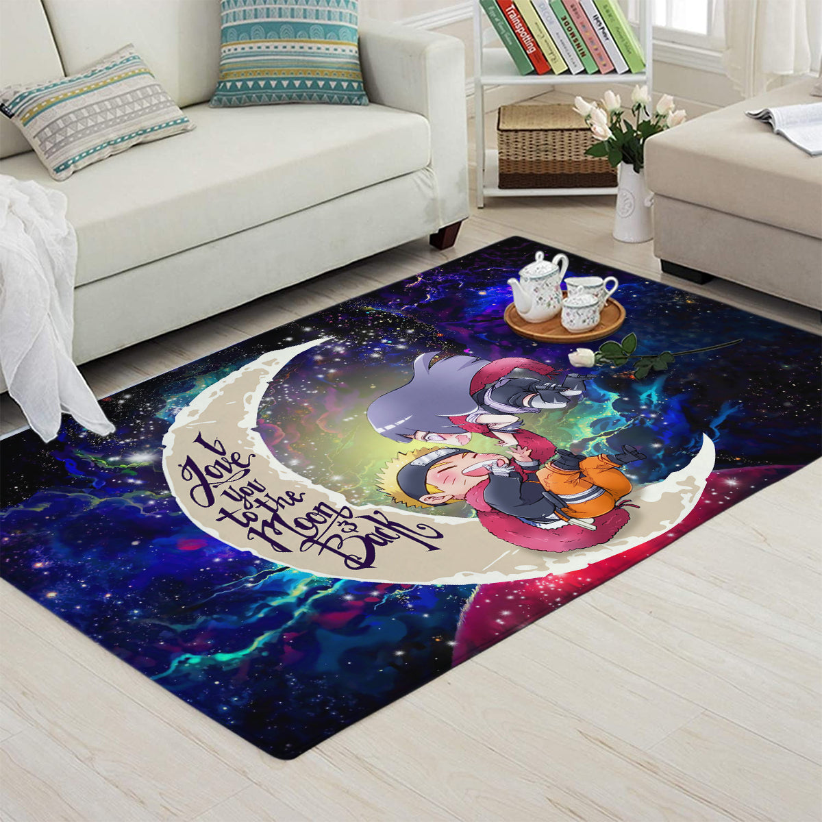 Naruto Couple Love You To The Moon Galaxy Carpet Rug Home Room Decor