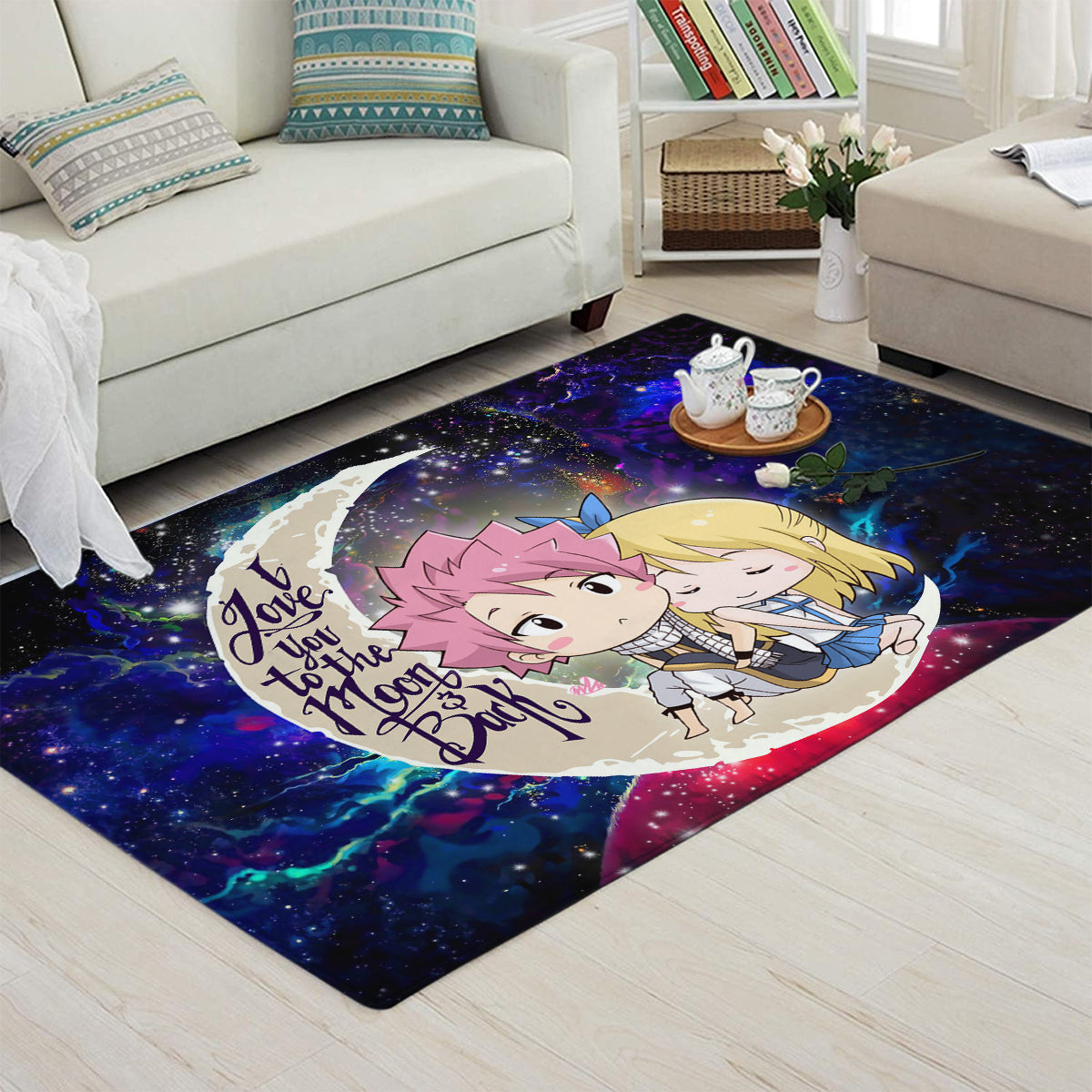 Natsu Fairy Tail Anime Love You To The Moon Galaxy Carpet Rug Home Room Decor