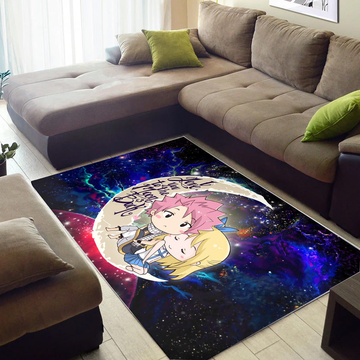 Natsu Fairy Tail Anime Love You To The Moon Galaxy Carpet Rug Home Room Decor