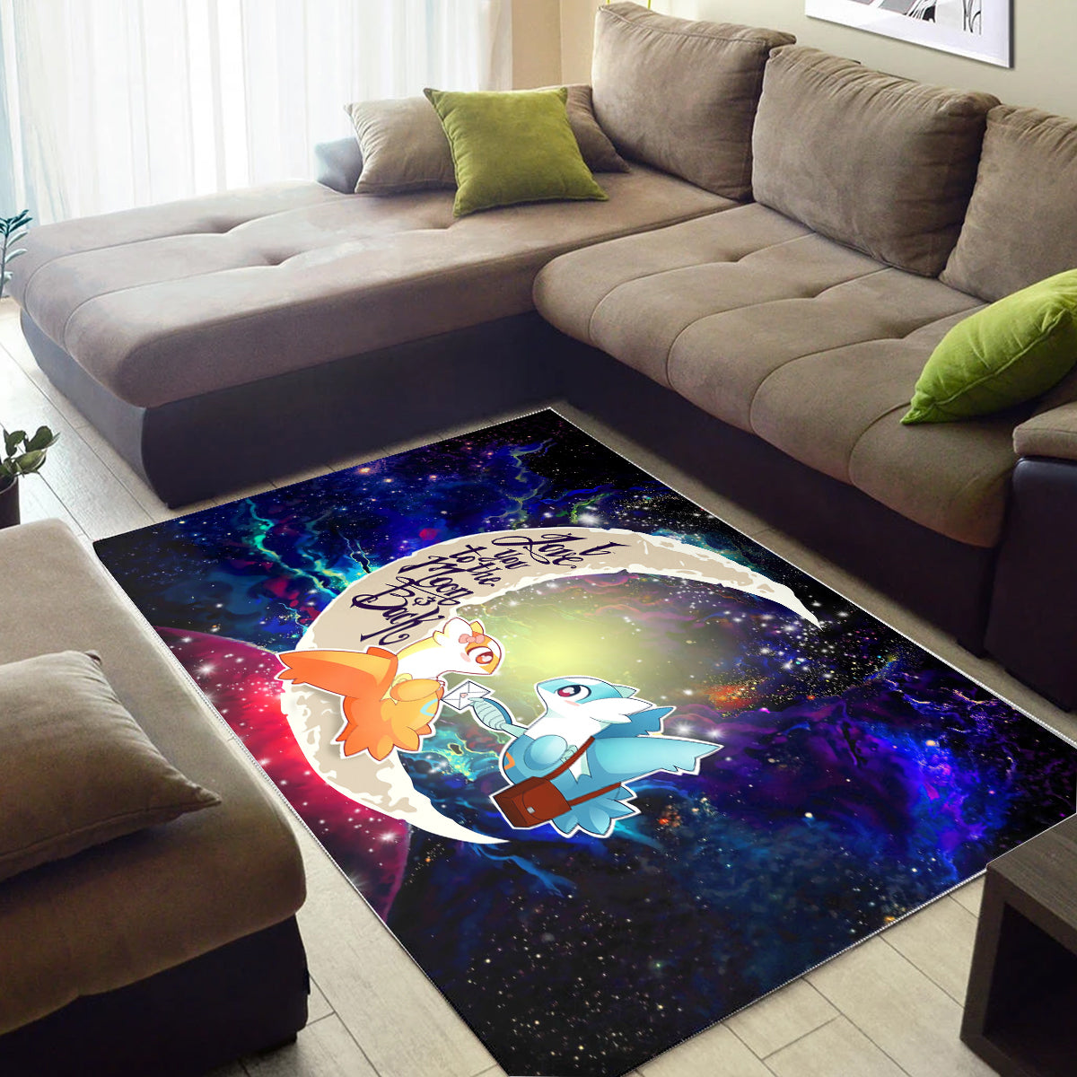 Pokemon Couple Latios Latias Love You To The Moon Galaxy Carpet Rug Home Room Decor