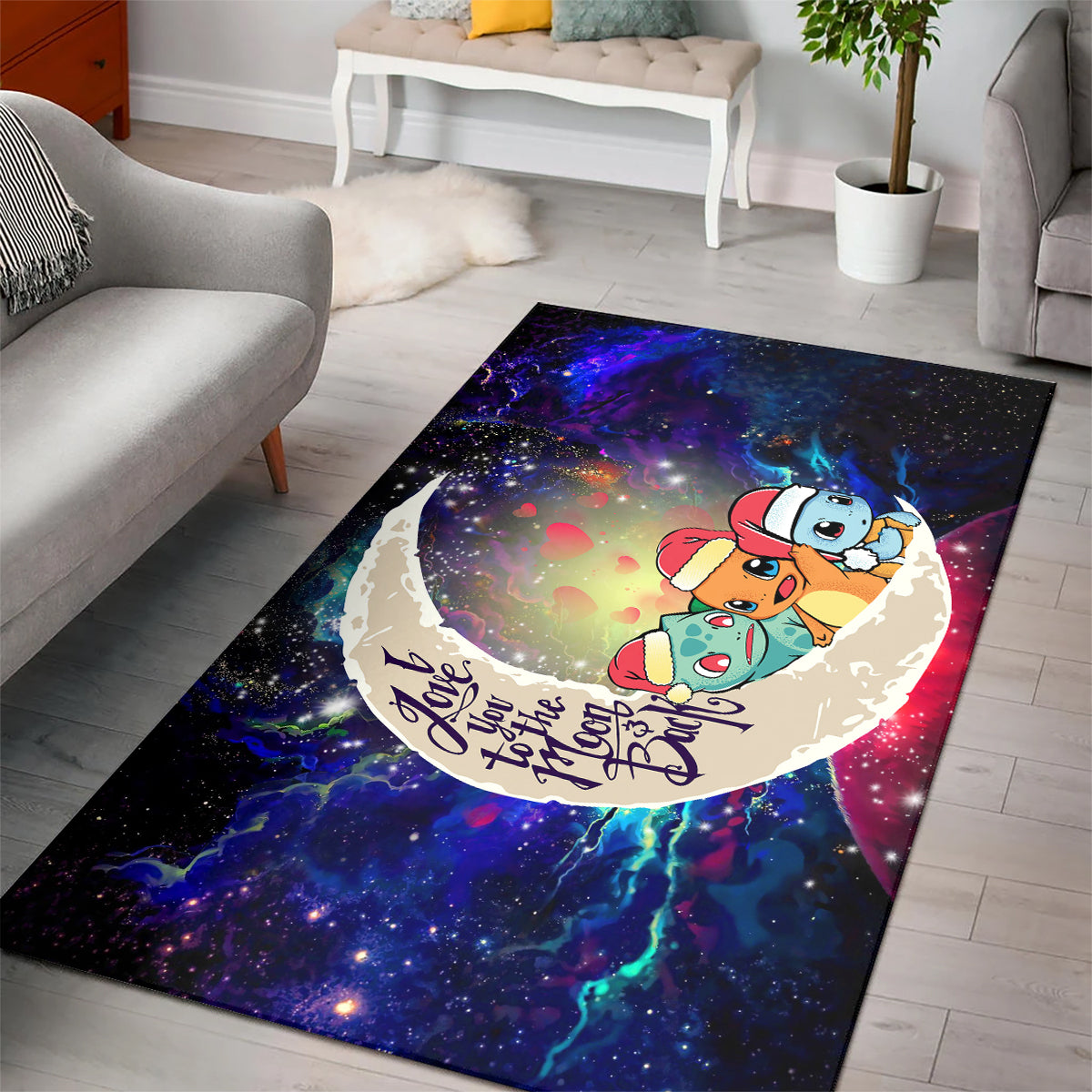Pokemon Friends Gen 1 Love You To The Moon Galaxy Carpet Rug Home Room Decor