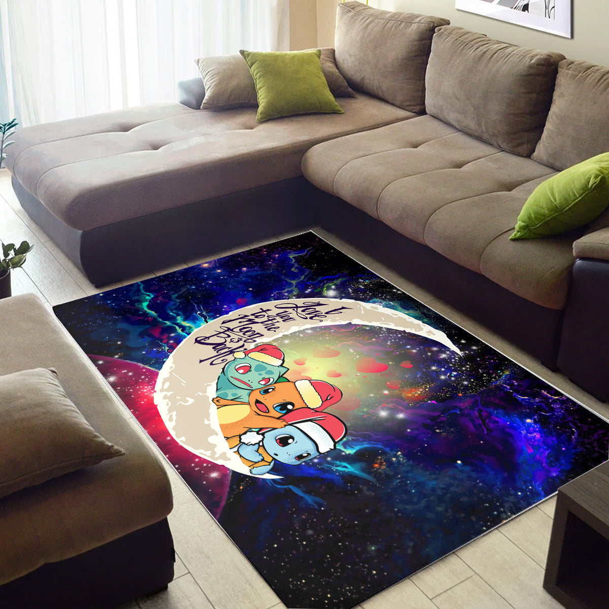 Pokemon Friends Gen 1 Love You To The Moon Galaxy Carpet Rug Home Room Decor