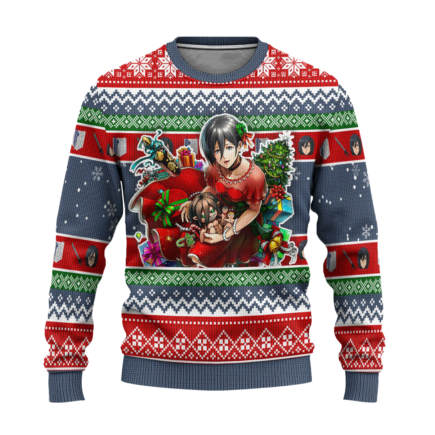 Mikasa Ackerman Attack on Titan Anime Ugly Christmas Sweater Xmas Gift