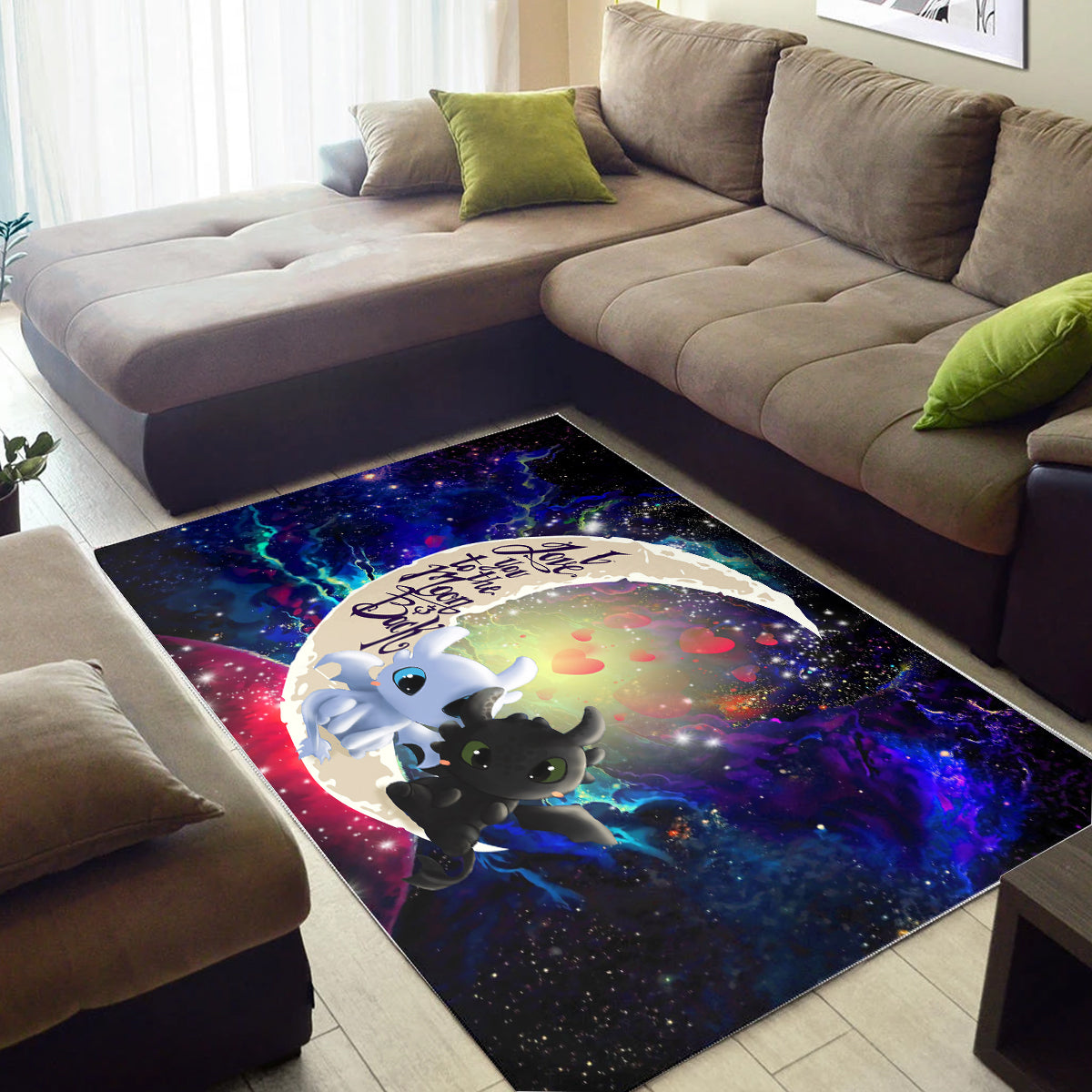 Toothless Light Fury Night Fury Love You To The Moon Galaxy Carpet Rug Home Room Decor