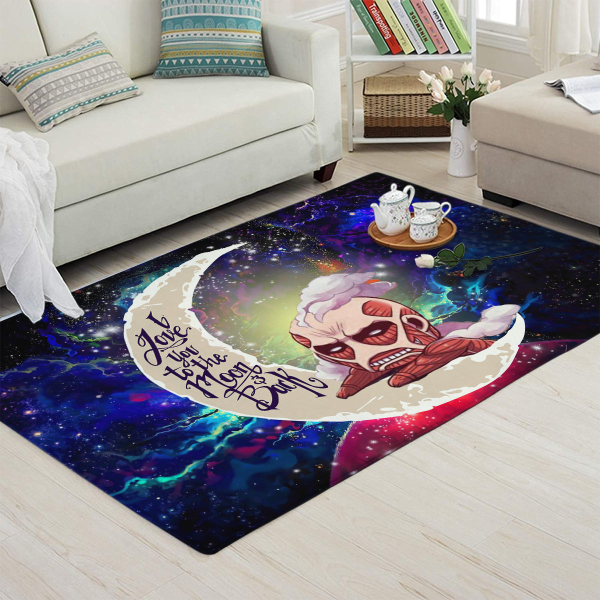 Attack on titan Love You To The Moon Galaxy Carpet Rug Home Room Decor