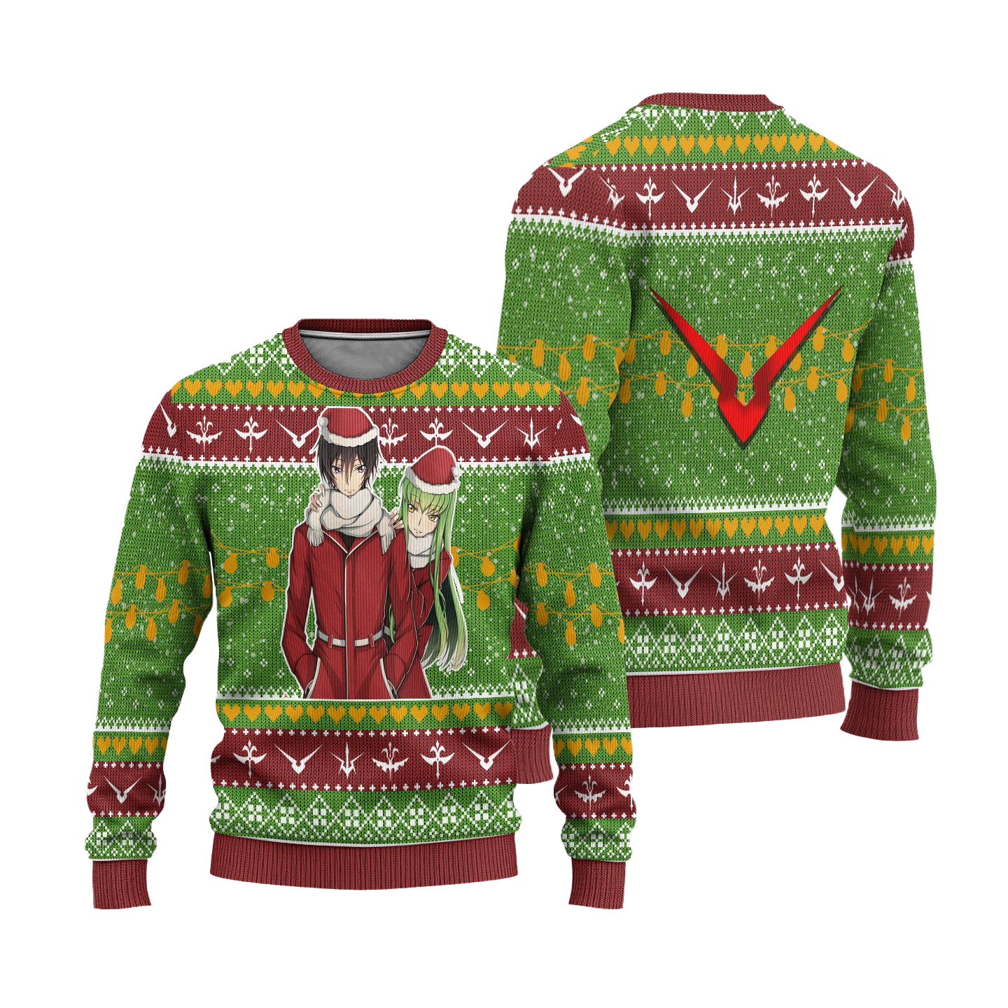 C.C. x Lelouch Anime Ugly Christmas Sweater Custom Code Geass Xmas Gift