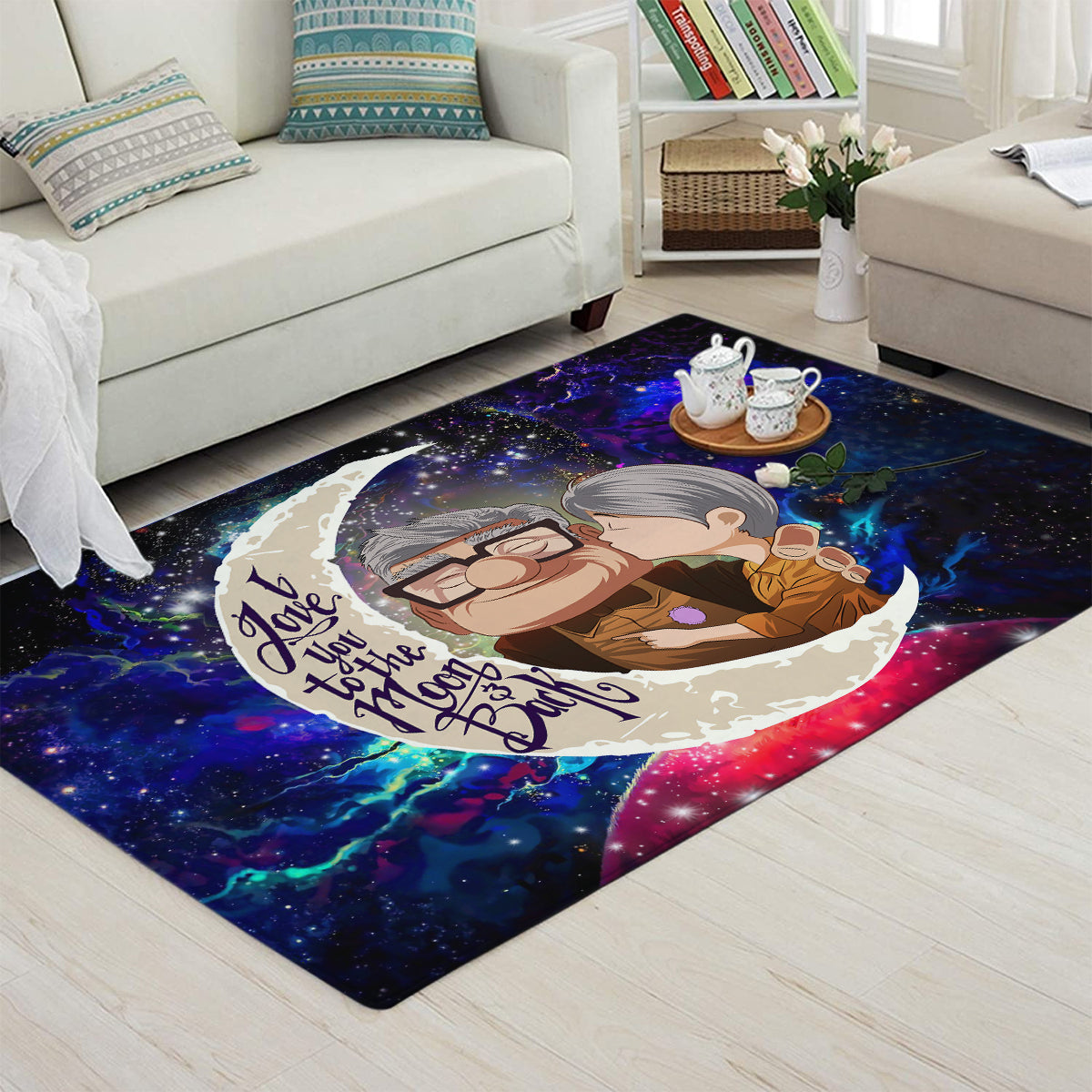 Up Couple Love You To The Moon Galaxy Carpet Rug Home Room Decor