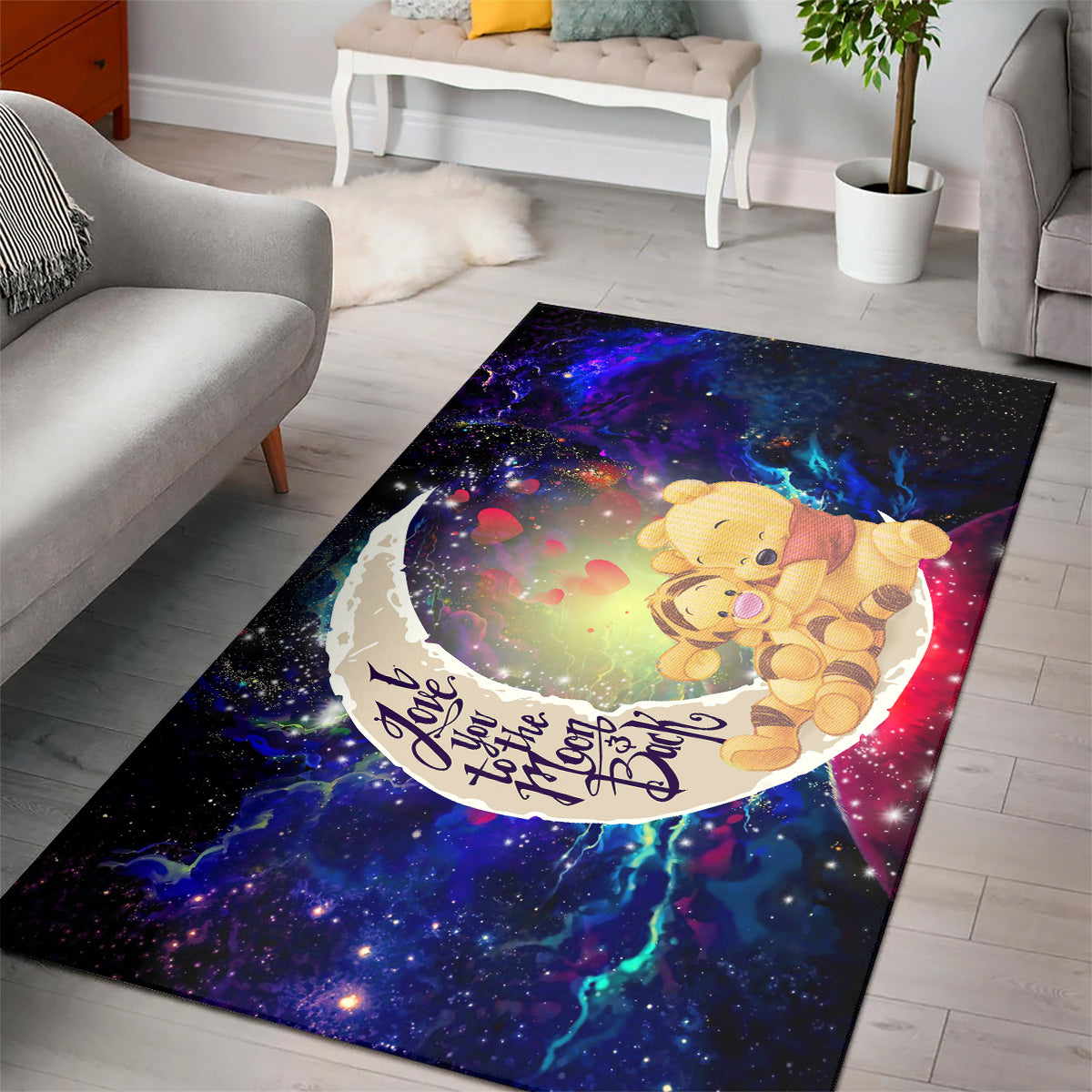Winnie The Pooh Love You To The Moon Galaxy Carpet Rug Home Room Decor