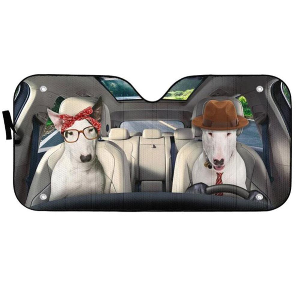 Bull Terrier Couple Dog Car Auto Sun Shades Windshield Accessories Decor Gift