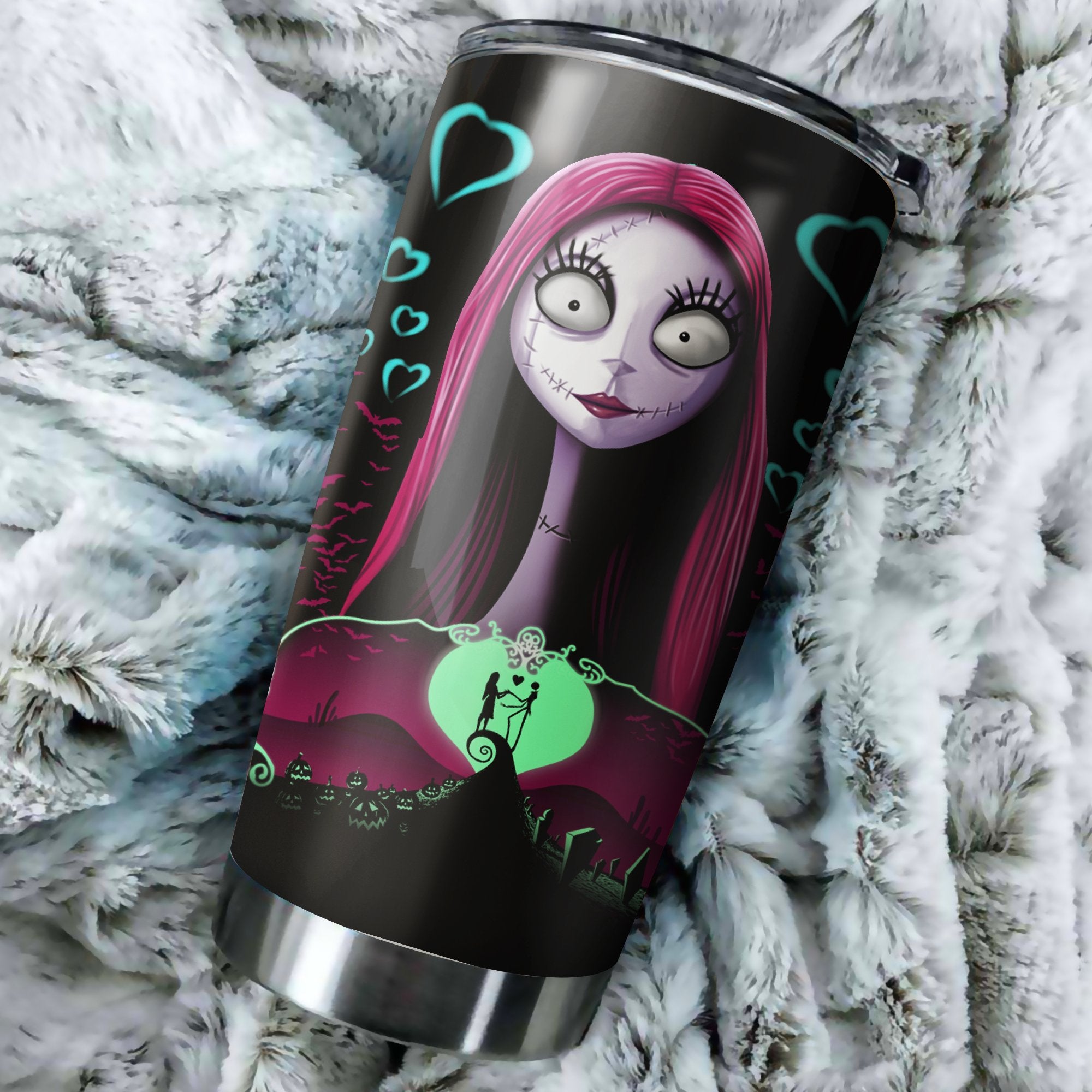 Sally Couple Nightmare Before Christmas Tumbler Perfect Birthday Best Gift Stainless Traveling Mugs 2021
