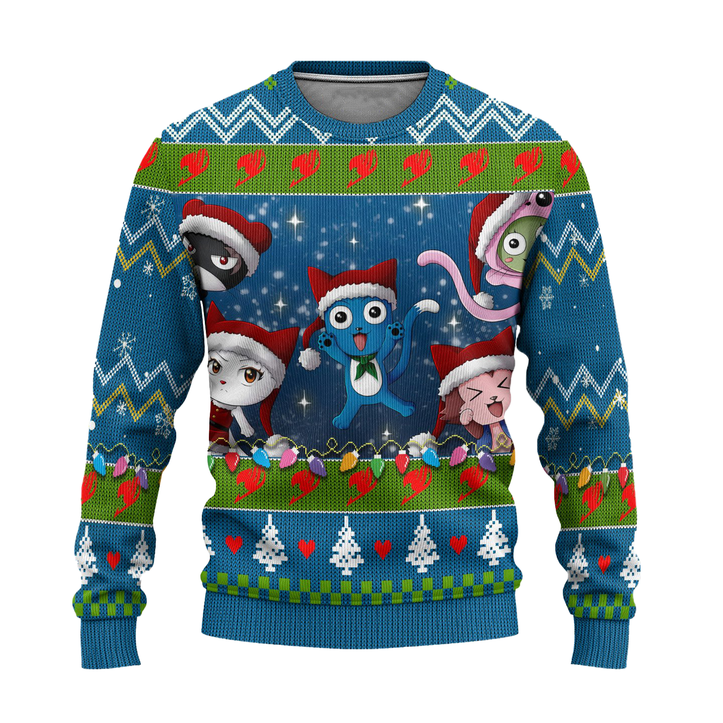 Fairy Tail Anime Ugly Christmas Sweater Custom Happy and Friend Xmas Gift