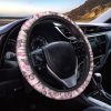 Pink Monarch Butterfly Pattern Print Car Steering Wheel Cover
