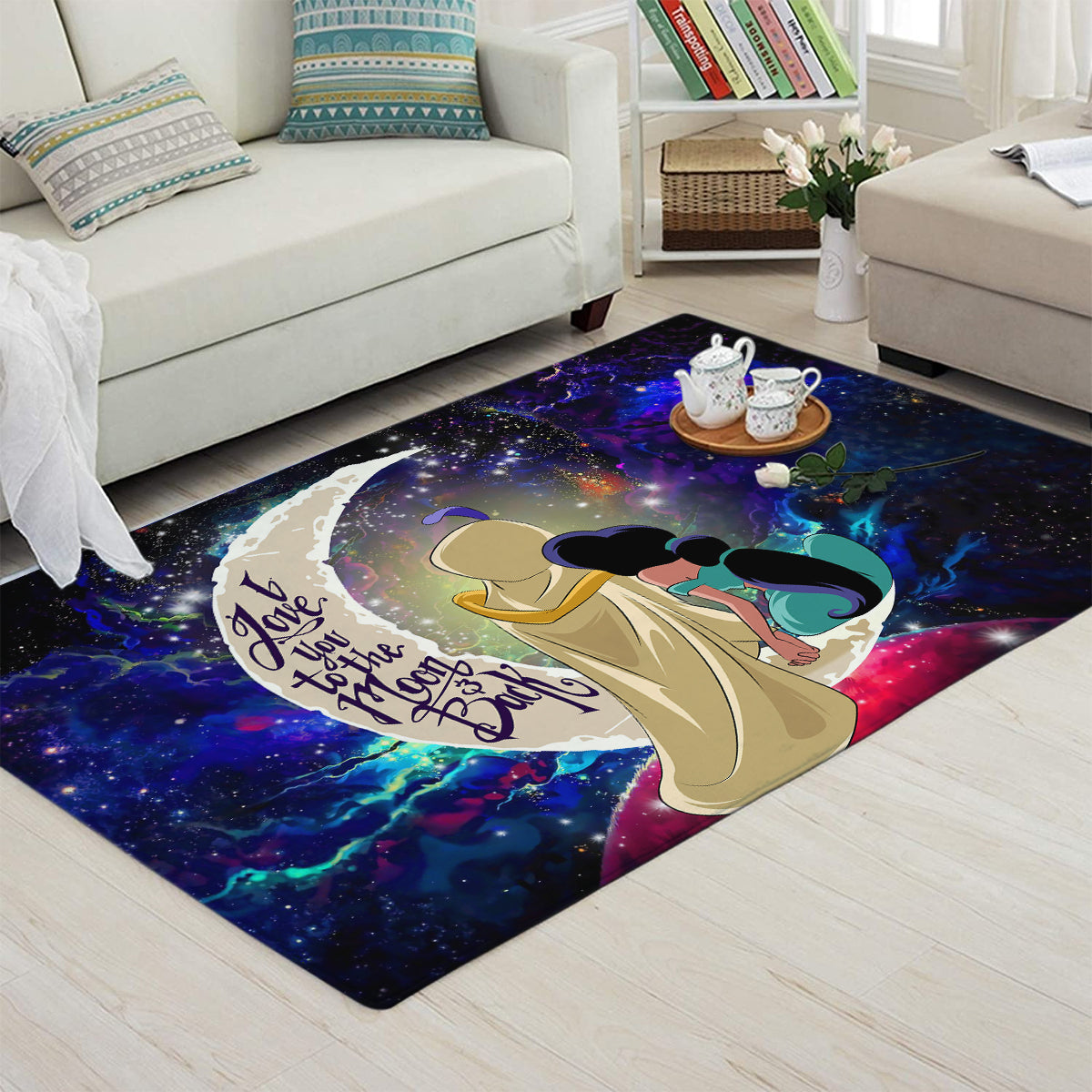Aladin Couple Love You To The Moon Galaxy Carpet Rug Home Room Decor