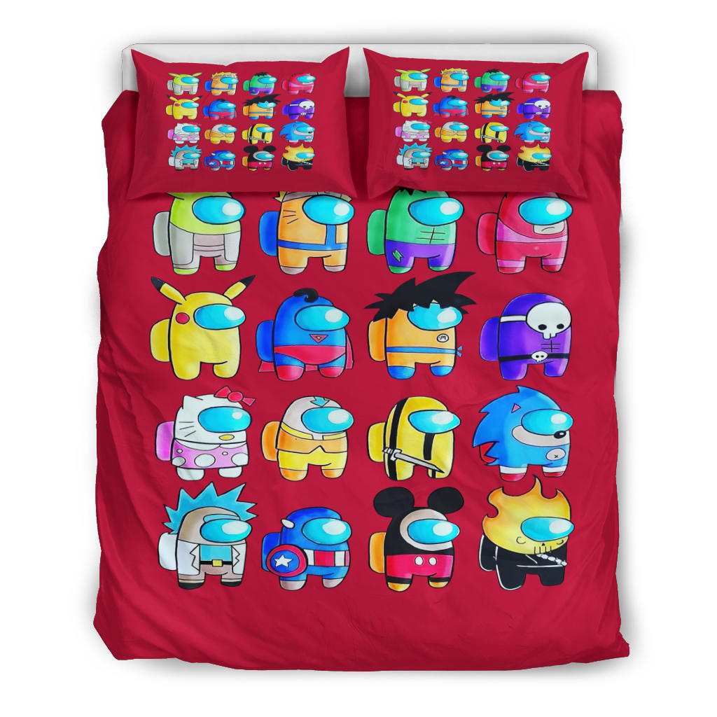 Red Cute Among Us Bedding Set