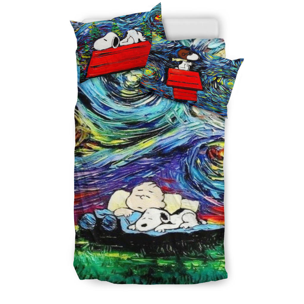 Charlie Brown And Snoopy Art Bed Set