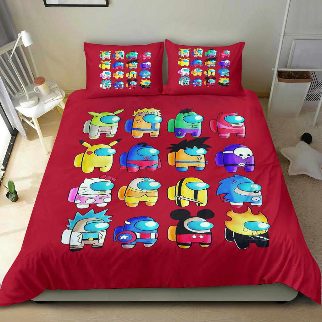 Red Cute Among Us Bedding Set