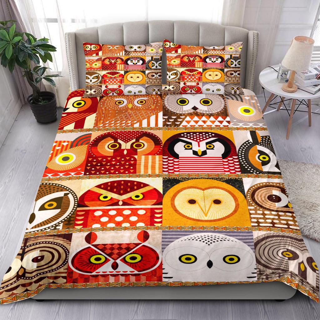 Colors Owl Art Bedding Duvet Cover And Pillowcase Set