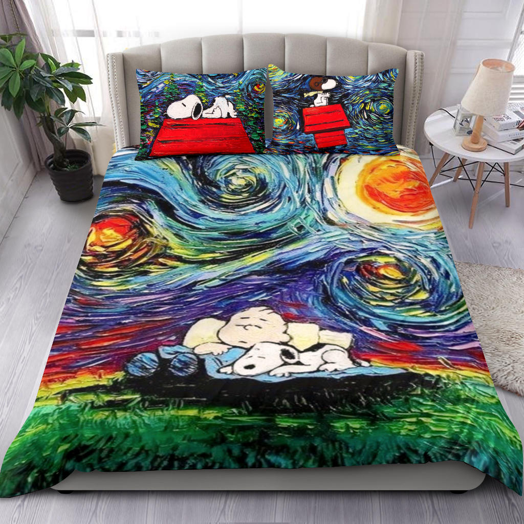 Charlie Brown And Snoopy Art Bed Set