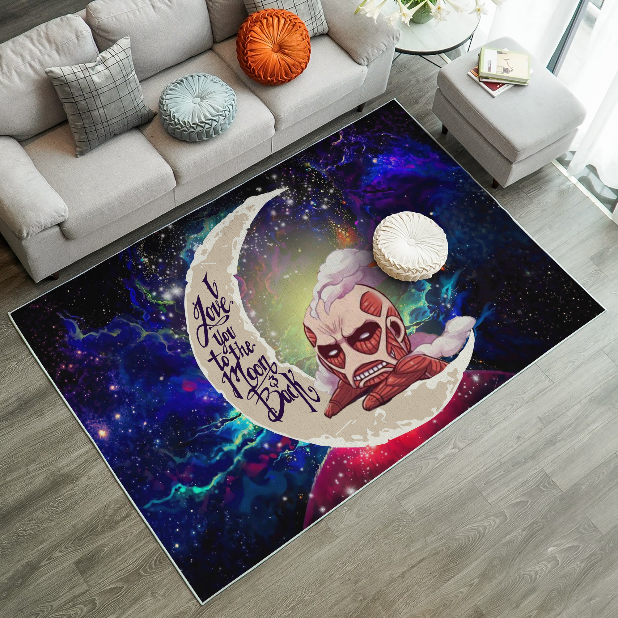 Attack on titan Love You To The Moon Galaxy Carpet Rug Home Room Decor