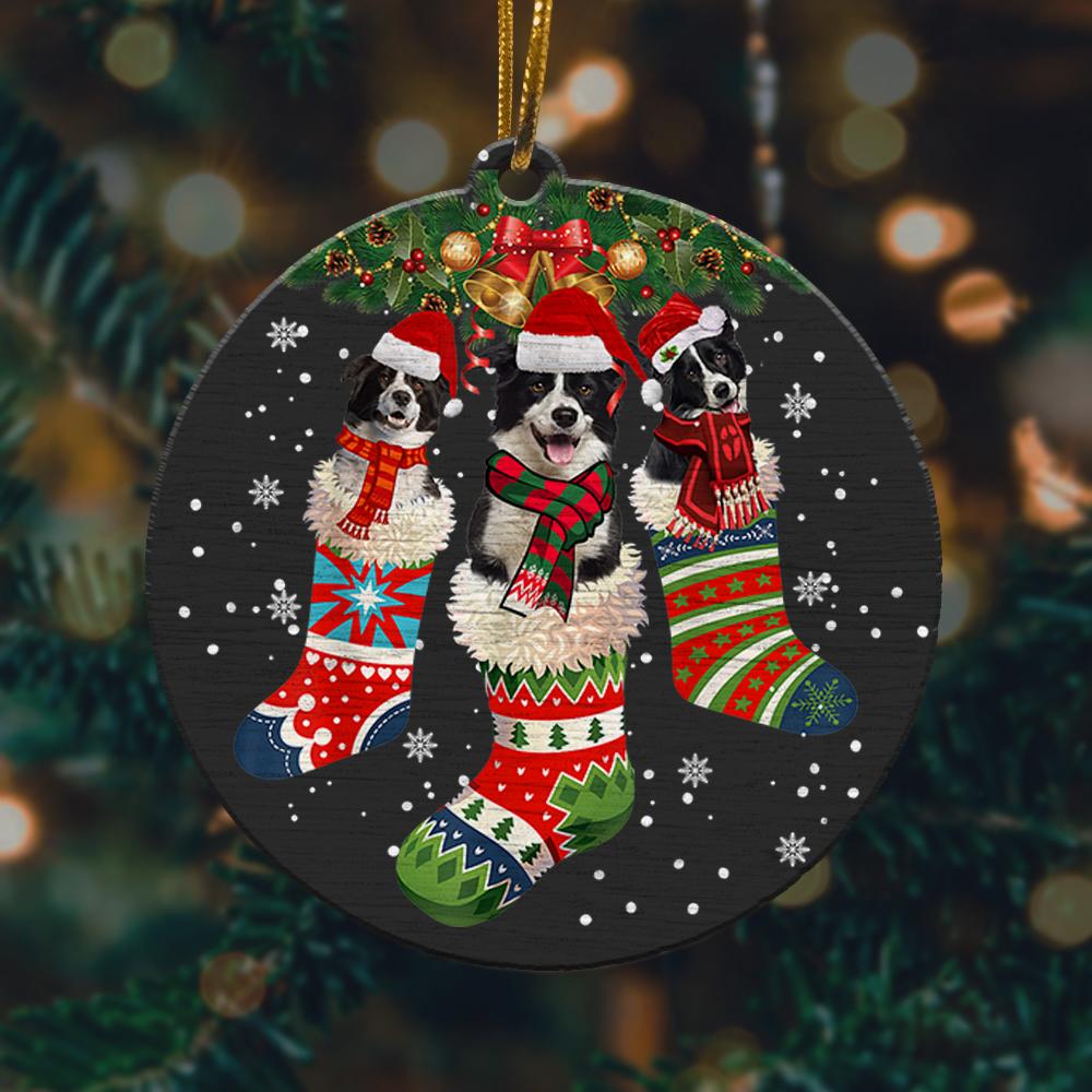 Border Collie Christmas In Sock Dog Santa Hat Gift Christmas Ornament 2022 Amazing Decor Ideas