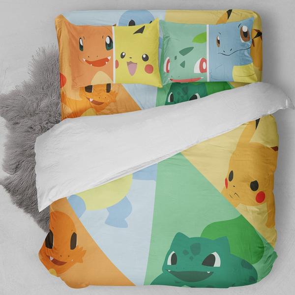 Bulbasaur Charmander Squirtle Pikachu Bedding Set - 99shirt