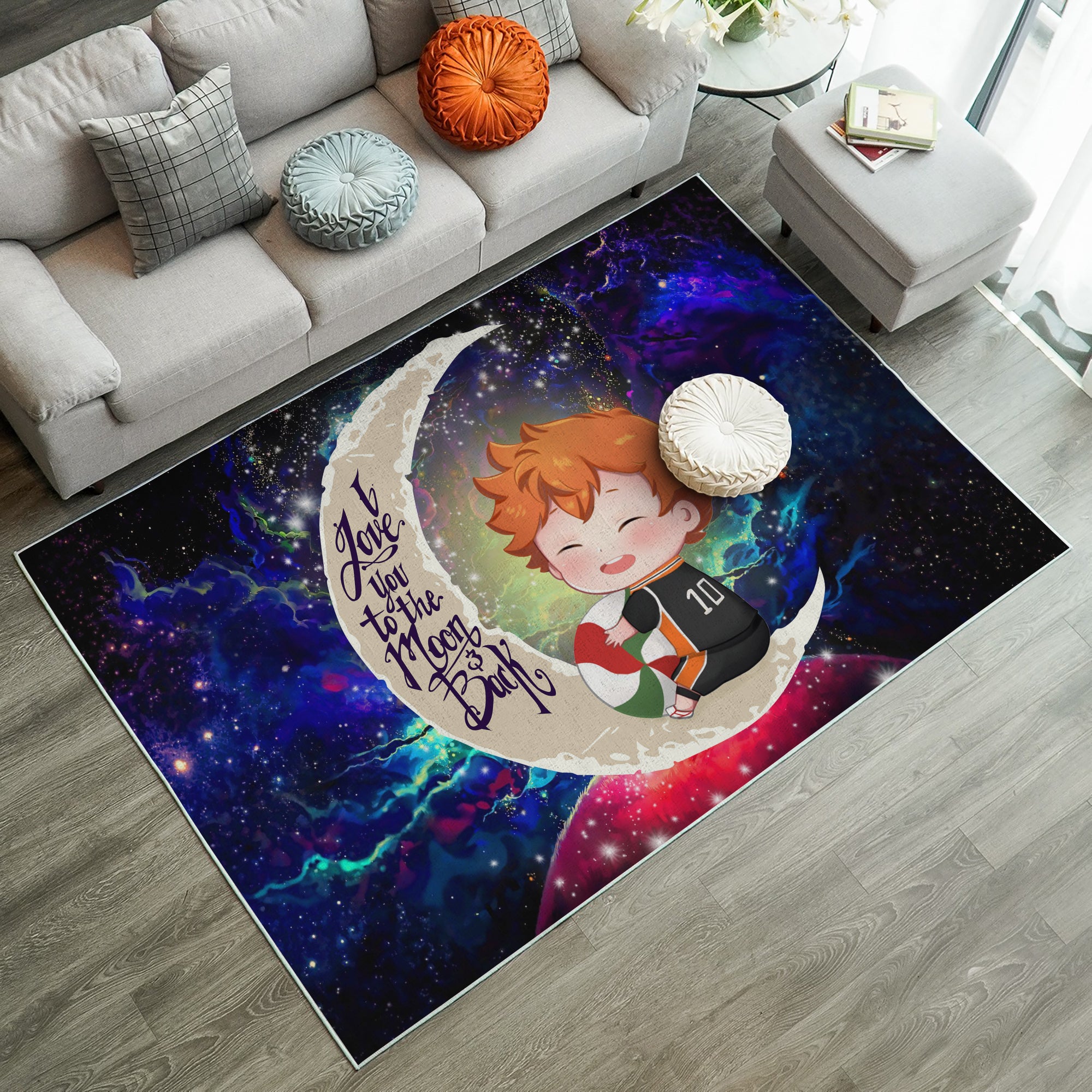 Cute Hinata Haikyuu Love You To The Moon Galaxy Carpet Rug Home Room Decor