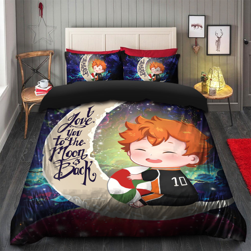 Cute Hinata Haikyuu Love You To The Moon Galaxy Bedding Set Duvet Cover And 2 Pillowcases
