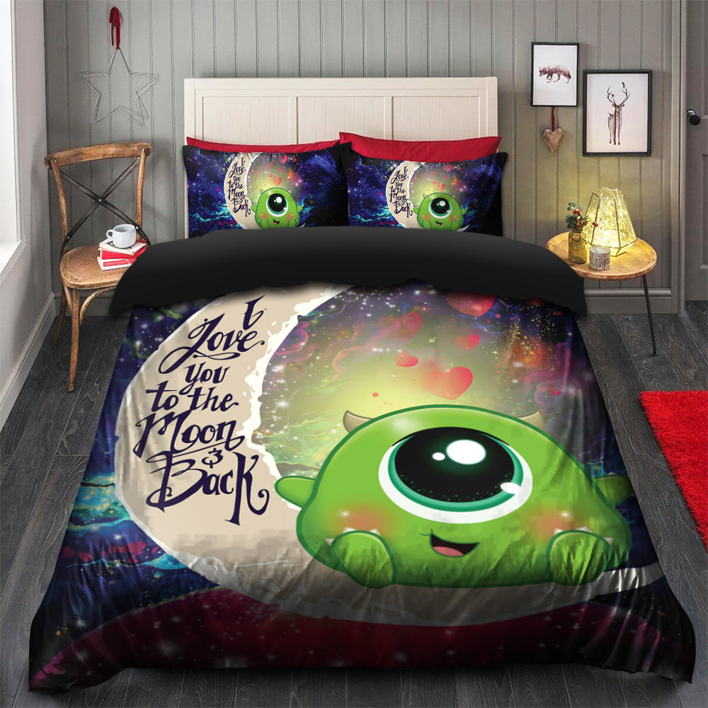 Cute Mike Monster Inc Love You To The Moon Galaxy Bedding Set Duvet Cover And 2 Pillowcases